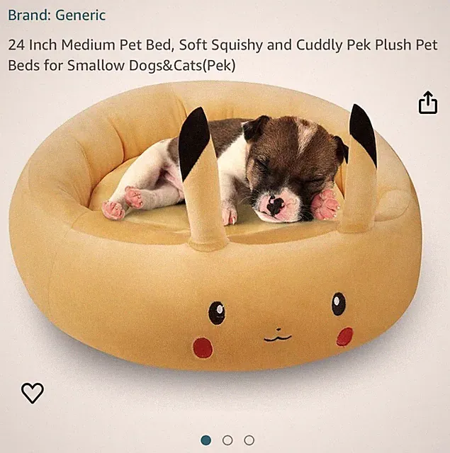 24 inch Medium Pet Bed Plush Soft Bedding For Small Dog, Cat