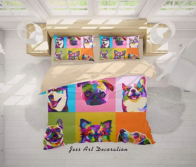 3D Dog Latt Quilt Cover Set Duvet Cover Bedding Pillowcases