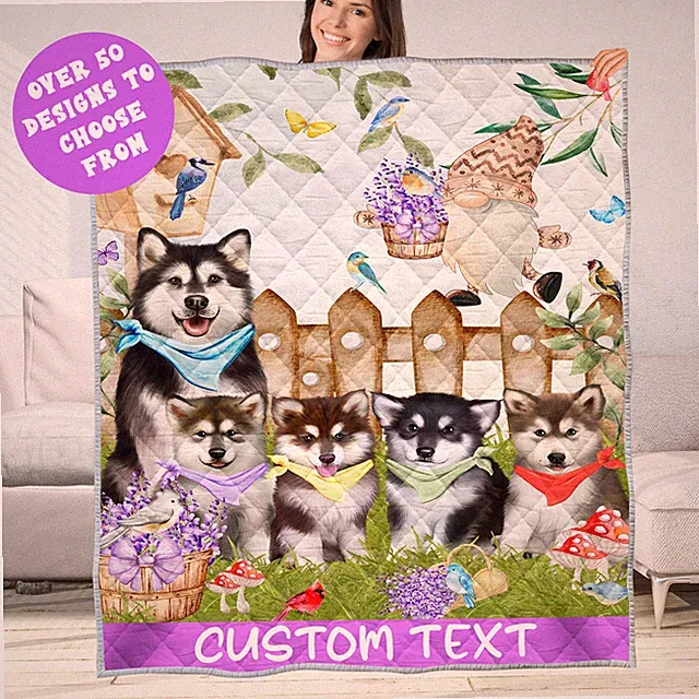 Alaskan Malamute Quilt Dog Bedding Personalized Bed Gift Many Designs NWT
