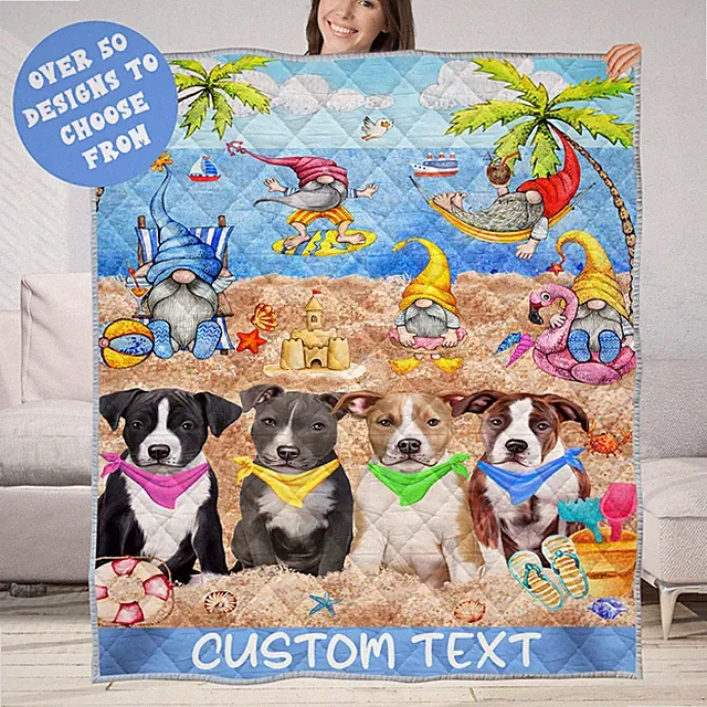 American Staffordshire Quilt Dog Bedding Personalized Bed Gift Many Designs NWT