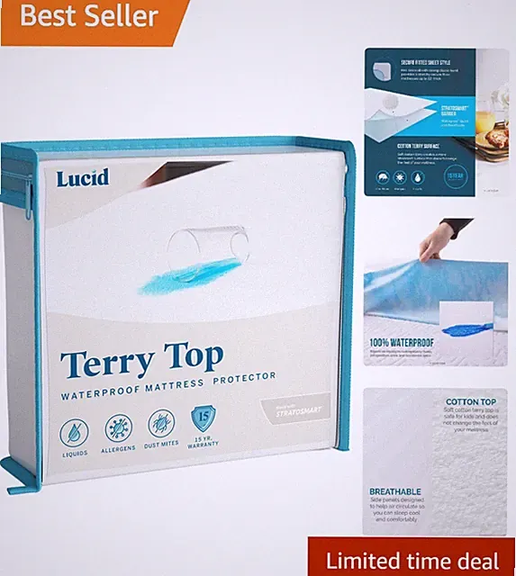 Cotton Terry Top Waterproof Full Mattress Protector - Safe for Children & Pets