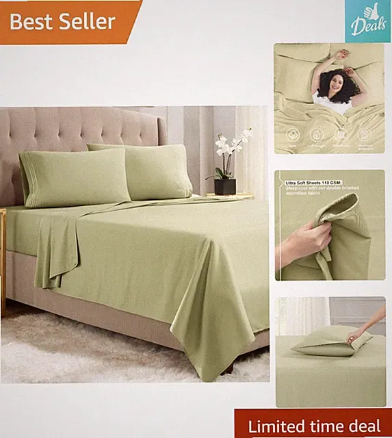 Empyrean Twin Sheet Set - 3 PC Luxuriously Soft Microfiber in Sage Olive Green