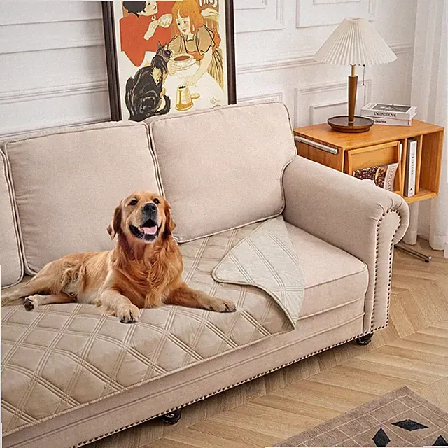 fuguitex Waterproof Dog Blanket, Pet Friendly Reversible 30"*70", Beige+cream