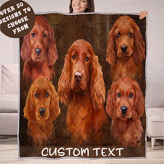 Irish Red Setter Quilt Dog Bedding Personalized Bed Gift Many Designs NWT