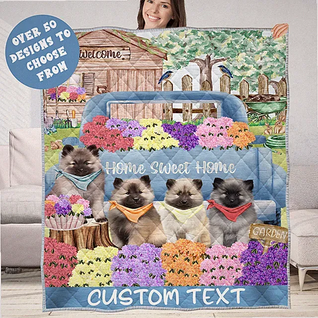 Keeshond Quilt Dog Bedding Personalized Bed Gift Many Designs NWT