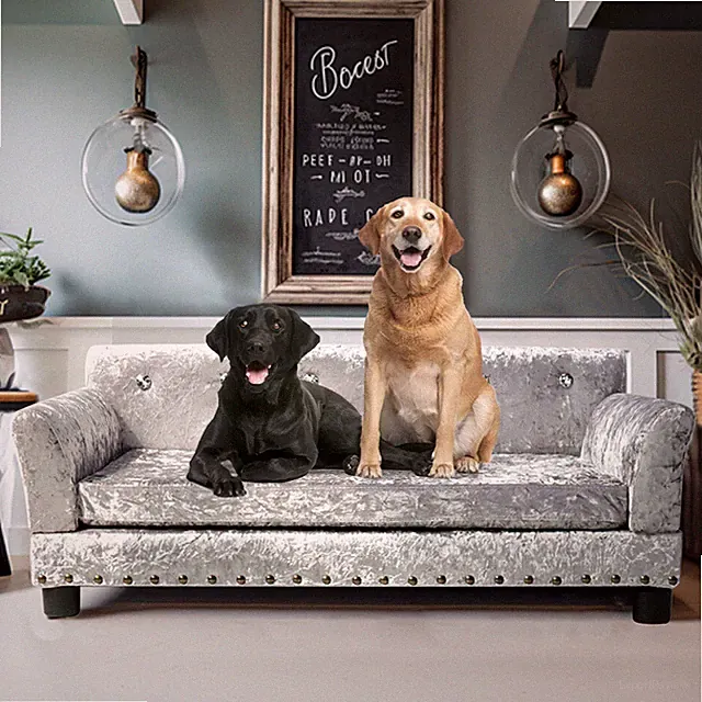 L-XL Luxurious Pet-friendly Sofa Bed Velvet Orthopedic Dog Cat Couch Easy Clean
