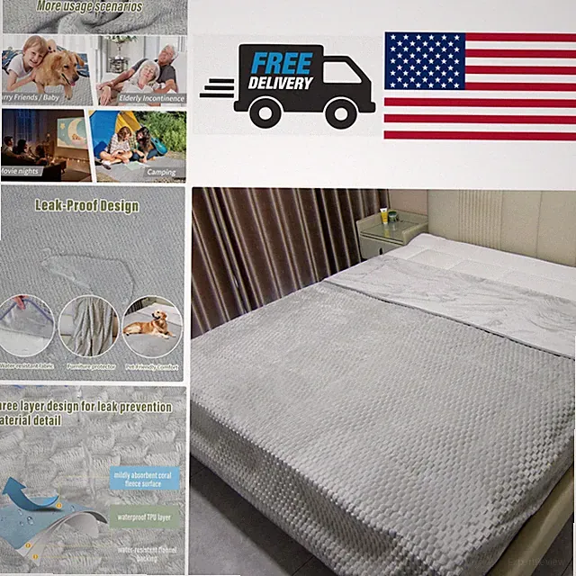 Leakproof Pet Friendly Blanket 80x90 Inches Reversible Water Resistant Throw