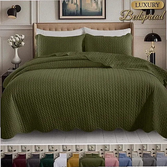 Lightweight Cooling Bedspread Set Soft Summer Quilt Throw Bedding Set Queen King