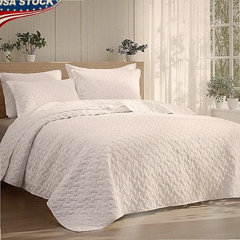 Luxurious Soft Quilt Set Cozy Lightweight Bedding Elegant Design Pet Friendly US