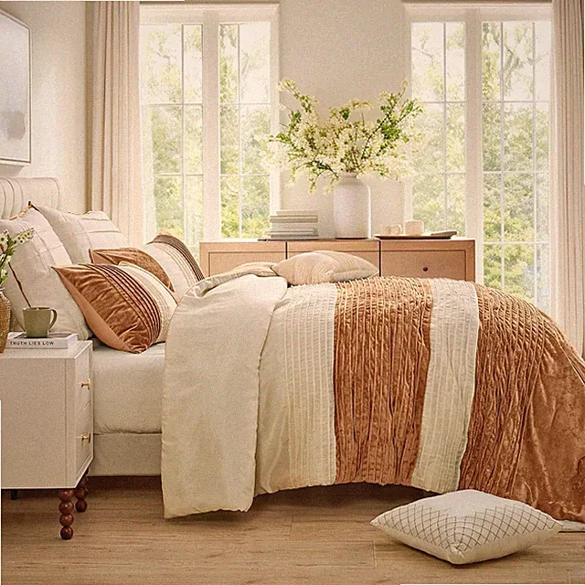 Luxurious Terracotta Velvet King Comforter Set - Soft & Fluffy 3 Piece Set