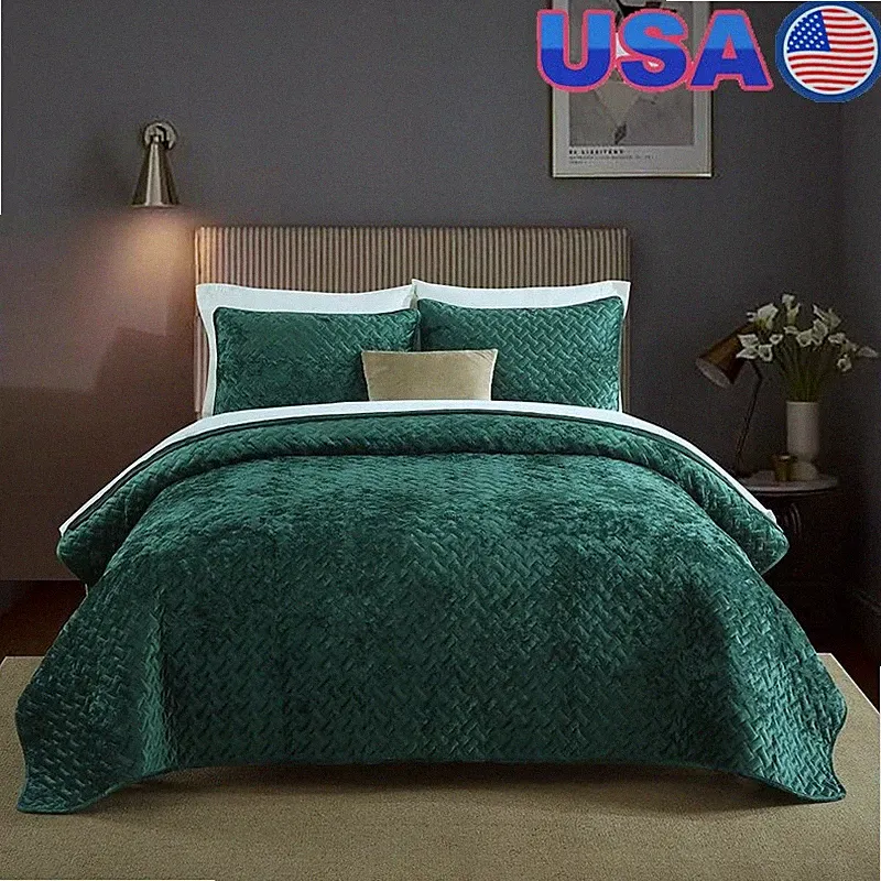 Luxury Velvet Comforter Set All Season Soft Bedding Quilt Pet Friendly New