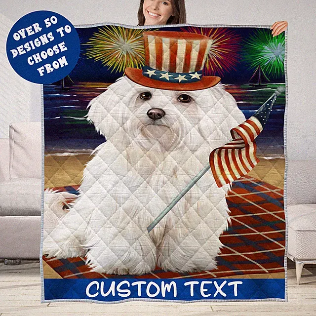 Maltese Quilt Dog Bedding Personalized Bed Gift Many Designs NWT