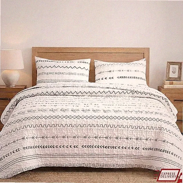 Microfiber Quilt Set Lightweight Breathable Bedspread Pet Friendly Easy Care New