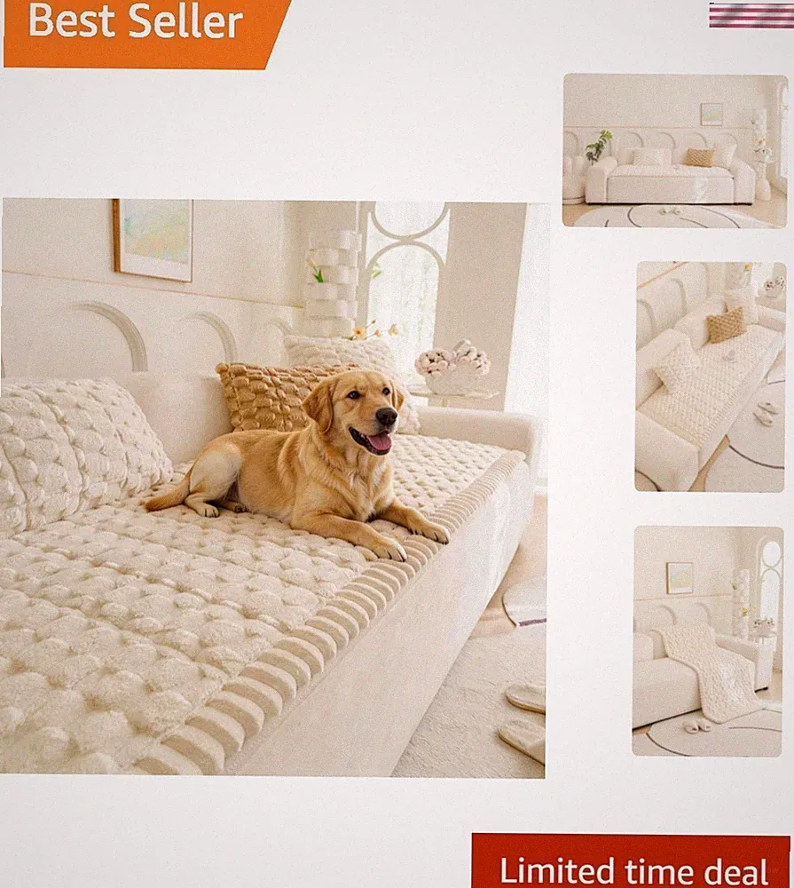 Pet Couch Cover for Dogs Washable Pet-Friendly Dog Sofa Protector for Furnitu...