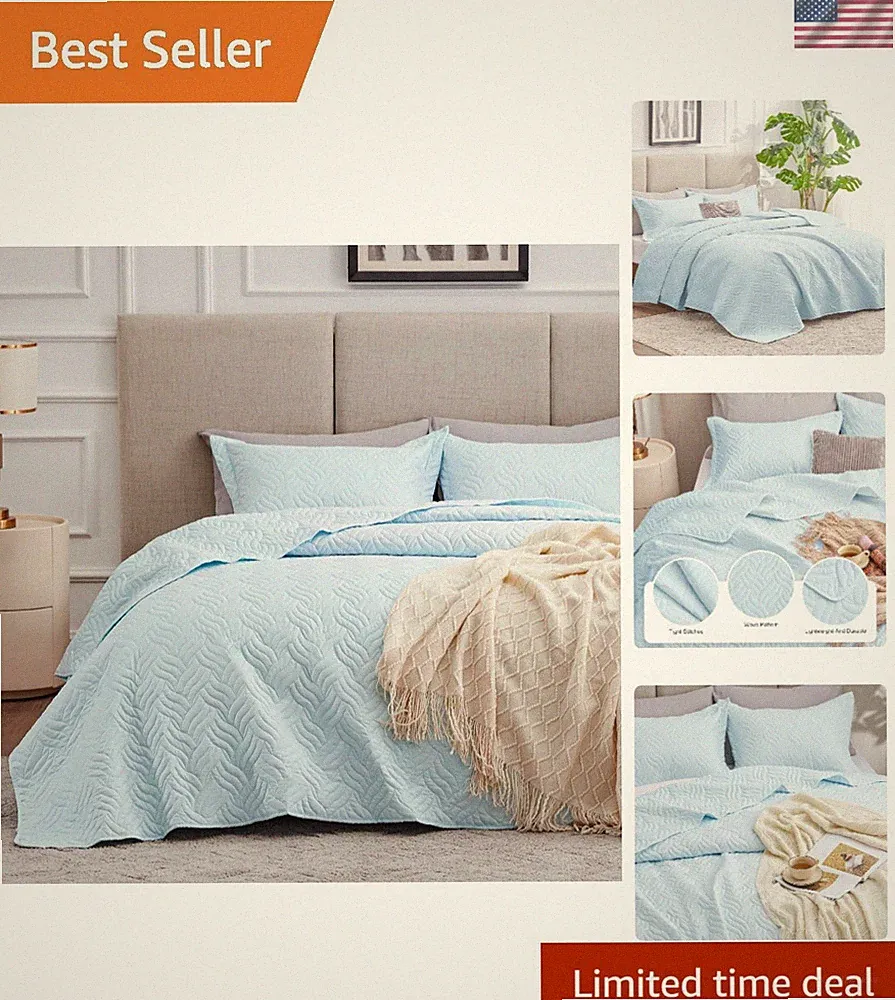 Pet-Friendly King Size Quilt Set - Soft Microfiber Bedspread for All Seasons