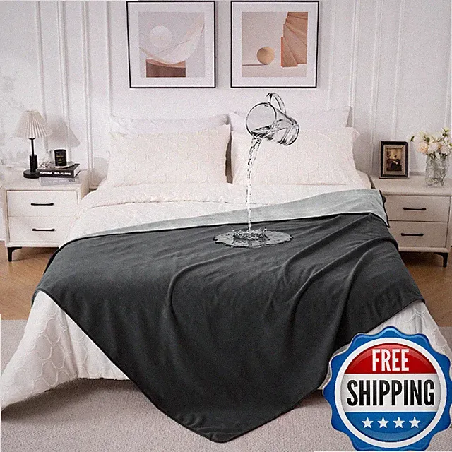 QiyI Waterproof Blanket Queen Size Reversible Washable Pet-Friendly Flannel Thro