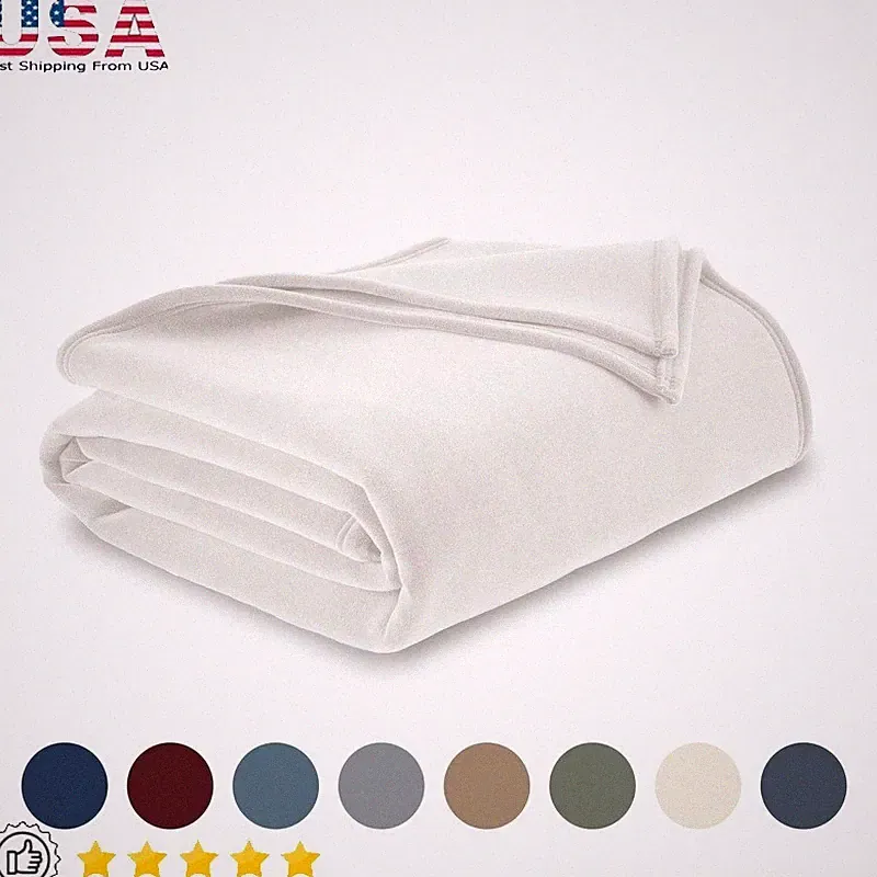 Queen Blanket - All-Season Pet Friendly Lightweight 90"x90" Ivory Durable