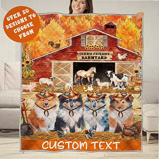 Rough Collie Quilt Dog Bedding Personalized Bed Gift Many Designs NWT