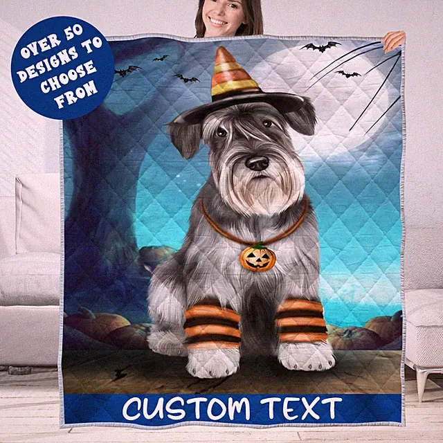 Schnauzer Quilt Dog Bedding Personalized Bed Gift Many Designs NWT