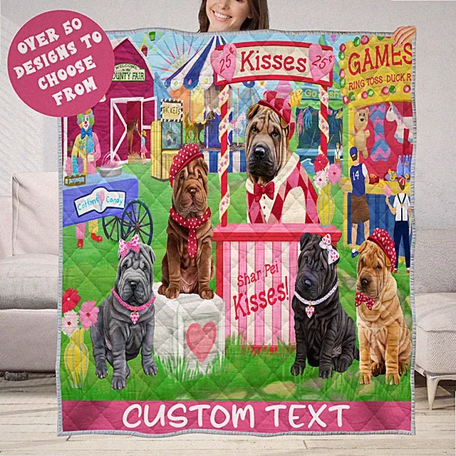 Shar Pei Quilt Dog Bedding Personalized Bed Gift Many Designs NWT