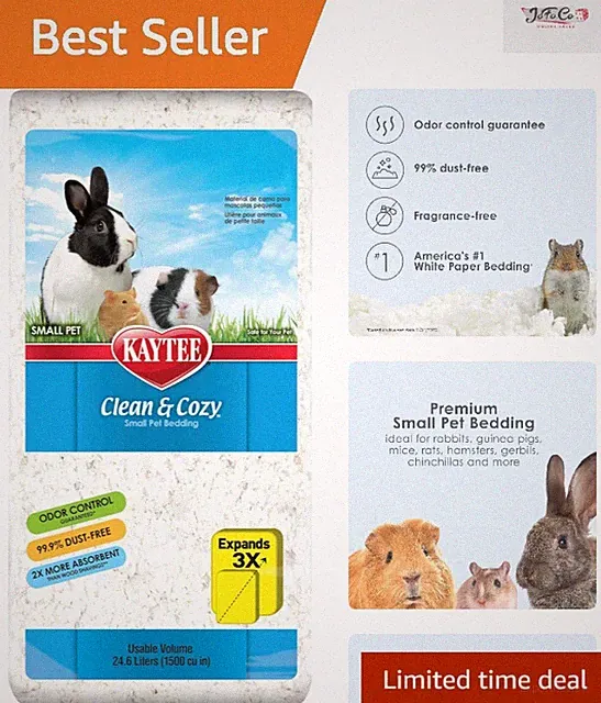 Soft & Absorbent 24.6L Bedding for Small Pets - 99% Dust-Free & Fragrance-Free