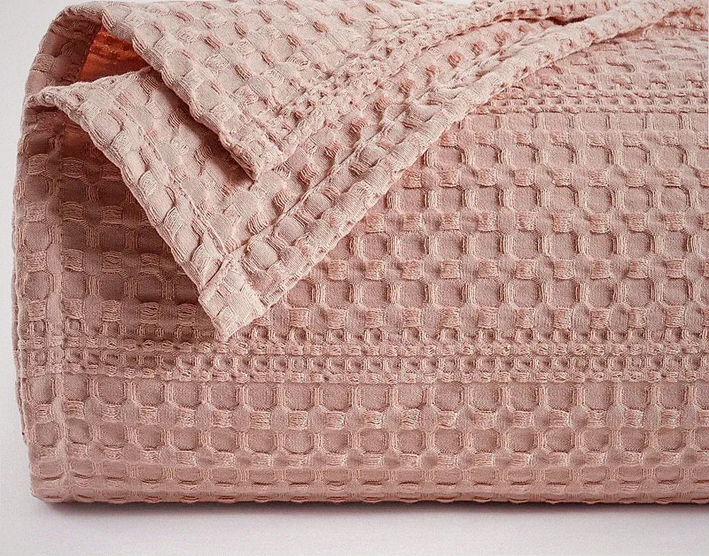 Soft Lightweight Waffle Weave King Blanket - Rose Pink, Pet Friendly Decor