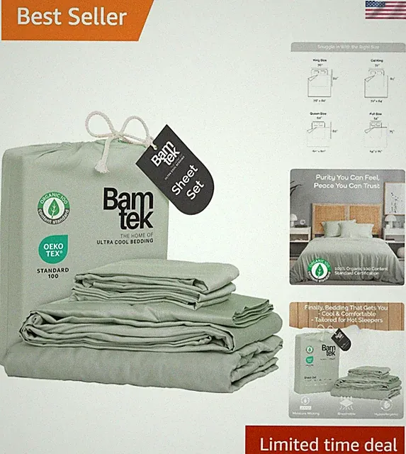 Ultra Soft 4-Piece Sage Bamboo Sheets - Perfect for Hot Sleepers, Full Size