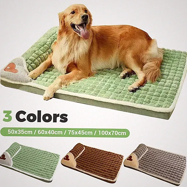 Washable Dogs Bed Mat Luxury Soft Plush Large Dog Crate Pad Sleeping Mattress