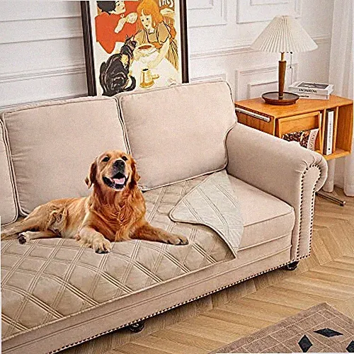 Waterproof Dog Blanket, Pet Friendly Reversible Throw 30"*70" Beige+cream